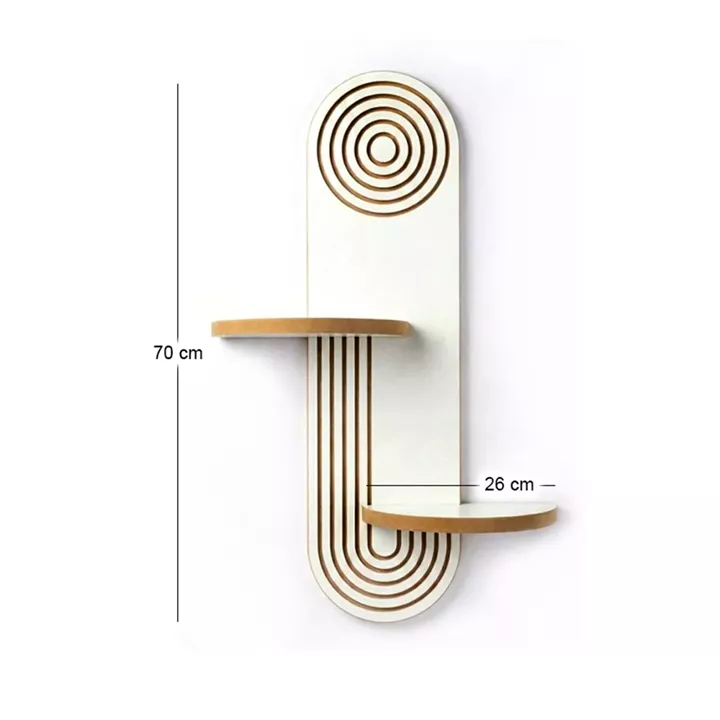 Ραφιέρα τοίχου Artwill Megapap Mdf χρώμα λευκό - oak 46x13x70εκ.
