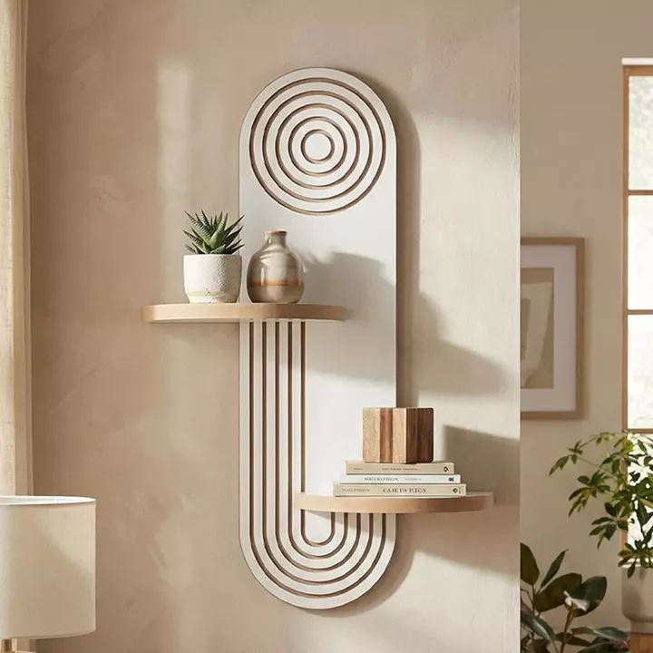 Ραφιέρα τοίχου Artwill Megapap Mdf χρώμα λευκό - oak 46x13x70εκ.