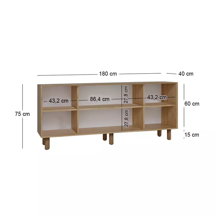 Μπουφές Bohemian Megapap χρώμα φυσικό οξιάς 180x40x75εκ.