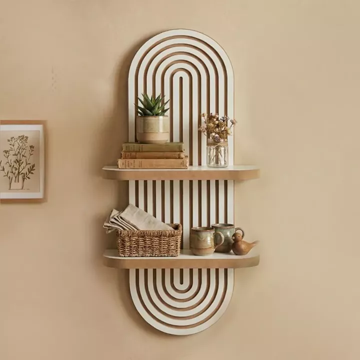 Ραφιέρα τοίχου Artwill Megapap Mdf χρώμα λευκό - oak 26x13x70εκ.