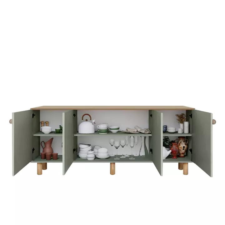 Μπουφές Bohemian Megapap χρώμα πράσινο - φυσικό οξιάς 180x40x75εκ.