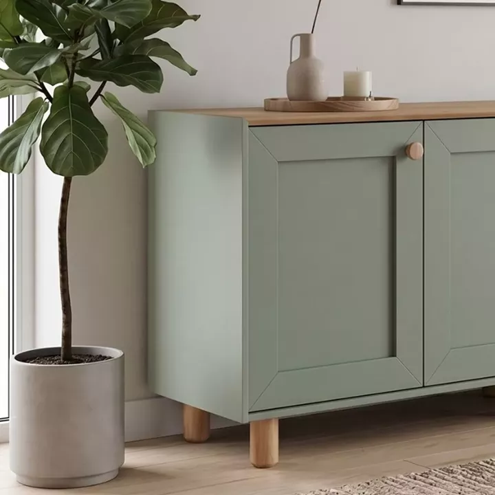 Μπουφές Bohemian Megapap χρώμα πράσινο - φυσικό οξιάς 180x40x75εκ.