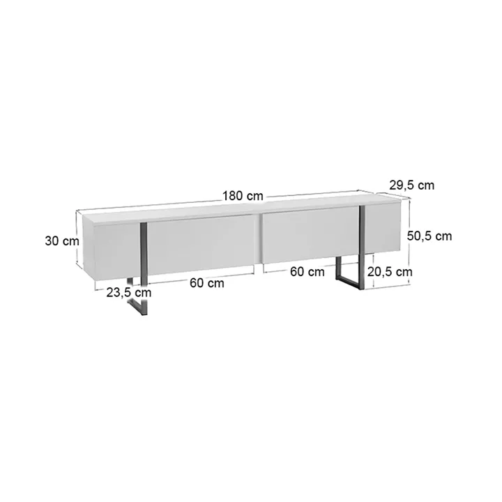 Έπιπλο τηλεόρασης Luxe Megapap χρώμα black wood 180x30x50εκ.