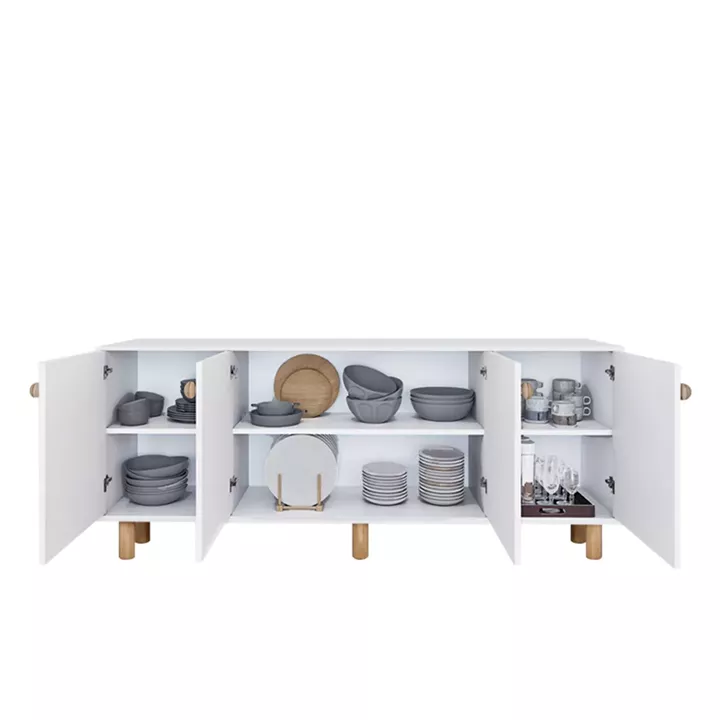 Μπουφές Bohemian Megapap χρώμα λευκό - φυσικό οξιάς 180x40x75εκ.