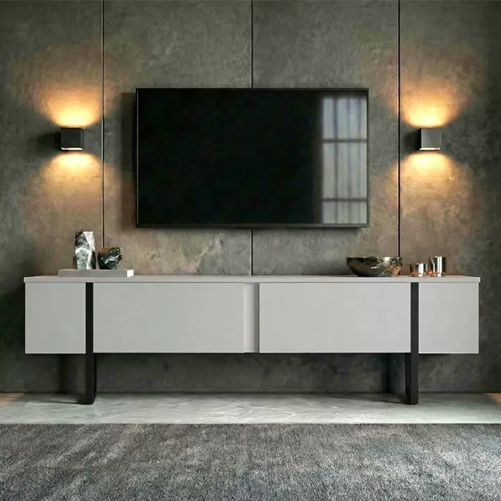 Έπιπλο τηλεόρασης Luxe Megapap χρώμα λευκό - μαύρο 180x30x50εκ.