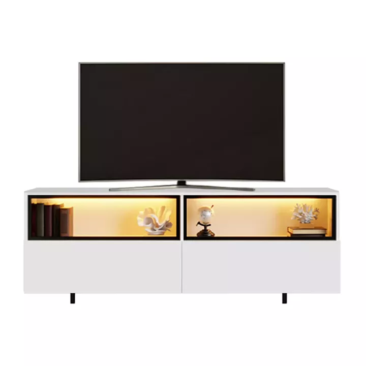 Έπιπλο τηλεόρασης Eco Megapap με Led Rgb χρώμα λευκό 180x32x67εκ.