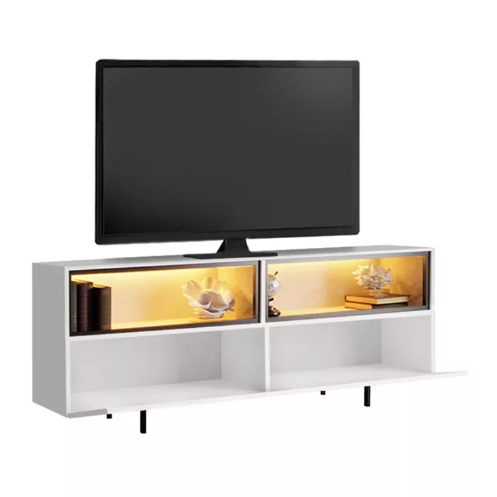 Έπιπλο τηλεόρασης Eco Megapap με Led Rgb χρώμα λευκό 180x32x67εκ.