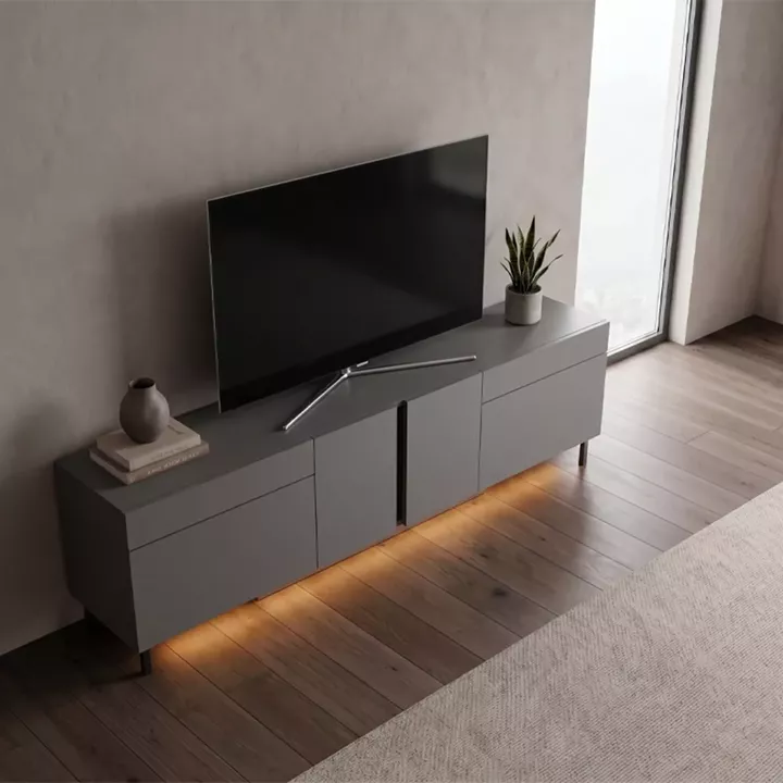 Έπιπλο τηλεόρασης Arlen Megapap με Led Rgb χρώμα ανθρακί 180x32x50εκ.