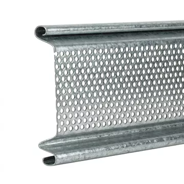 Άβαφο γαλβανιζέ διάτρητο φύλλο ρολού λαμαρίνας για ρολά ασφαλείας, με μεταλλική όψη και οπές για αερισμό.