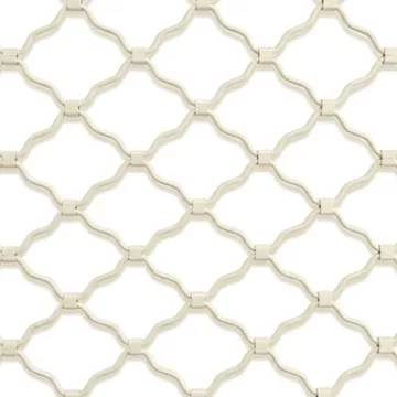 Λευκό γαλβανιζέ δικτυωτό ρολό ασφαλείας με μεγάλο μάτι 12x17 εκ., κατάλληλο για βιτρίνες, καταστήματα και επαγγελματικούς χώρους.