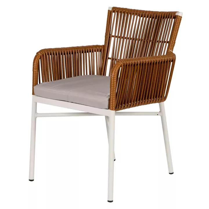 Πολυθρόνα Κήπου ArteLibre BLUENILE Λευκό/Καφέ Αλουμίνιο/Rattan 49x42x81cm