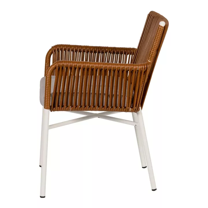 Πολυθρόνα Κήπου ArteLibre BLUENILE Λευκό/Καφέ Αλουμίνιο/Rattan 49x42x81cm