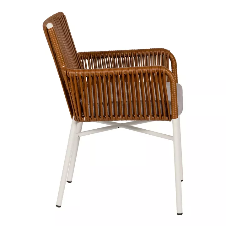 Πολυθρόνα Κήπου ArteLibre BLUENILE Λευκό/Καφέ Αλουμίνιο/Rattan 49x42x81cm