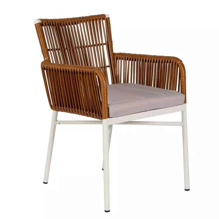 Πολυθρόνα Κήπου ArteLibre BLUENILE Λευκό/Καφέ Αλουμίνιο/Rattan 49x42x81cm