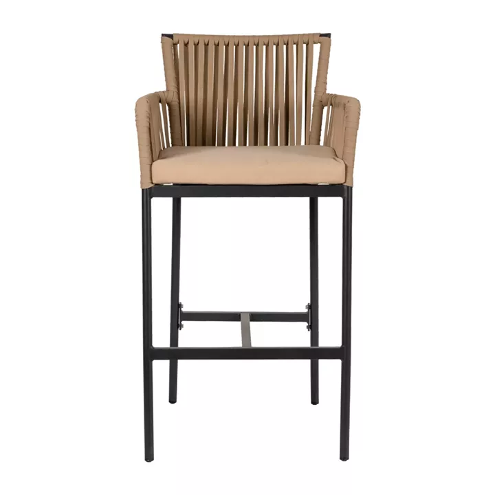 Σκαμπό ArteLibre KINTAMPO Μπεζ/Μαύρο Αλουμίνιο/Rattan 55x58x108cm