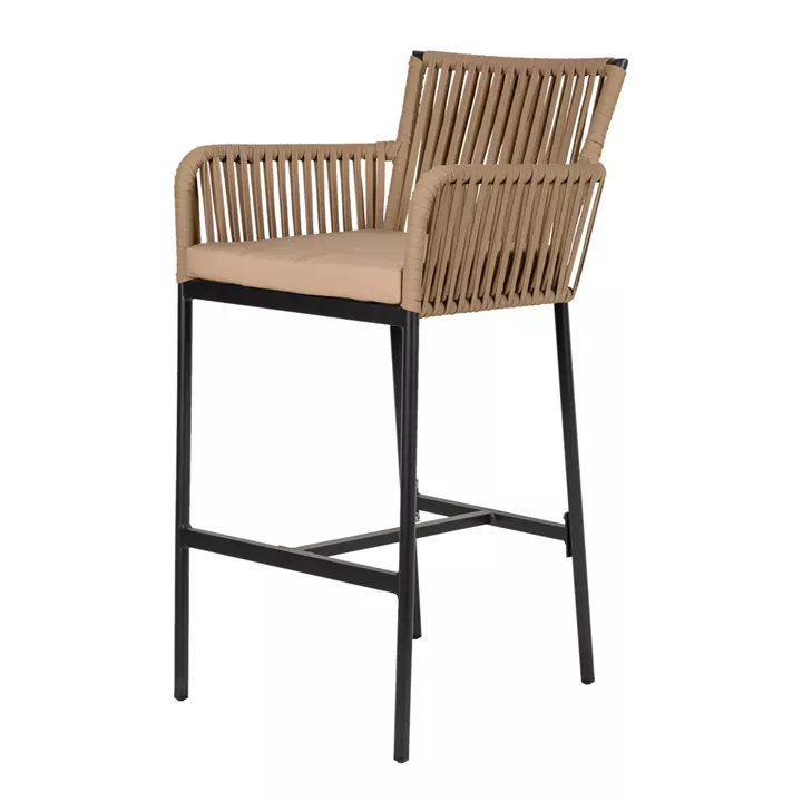 Σκαμπό ArteLibre KINTAMPO Μπεζ/Μαύρο Αλουμίνιο/Rattan 55x58x108cm