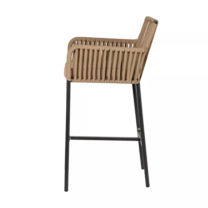 Σκαμπό ArteLibre KINTAMPO Μπεζ/Μαύρο Αλουμίνιο/Rattan 55x58x108cm