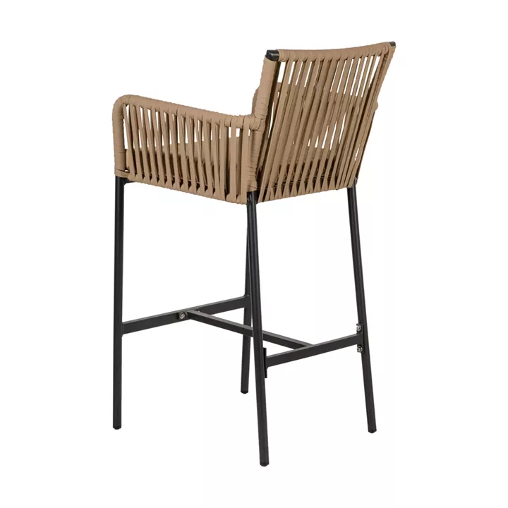 Σκαμπό ArteLibre KINTAMPO Μπεζ/Μαύρο Αλουμίνιο/Rattan 55x58x108cm