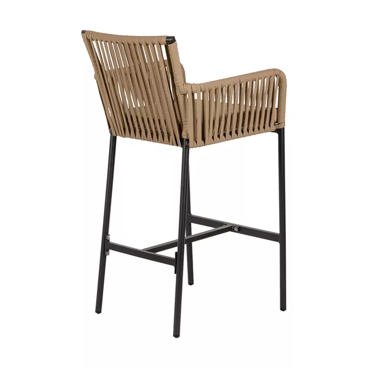 Σκαμπό ArteLibre KINTAMPO Μπεζ/Μαύρο Αλουμίνιο/Rattan 55x58x108cm