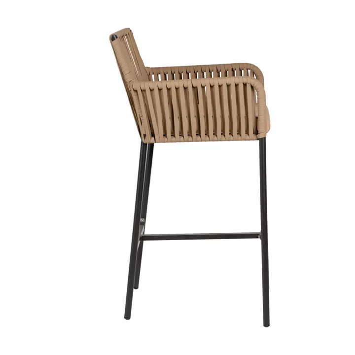 Σκαμπό ArteLibre KINTAMPO Μπεζ/Μαύρο Αλουμίνιο/Rattan 55x58x108cm