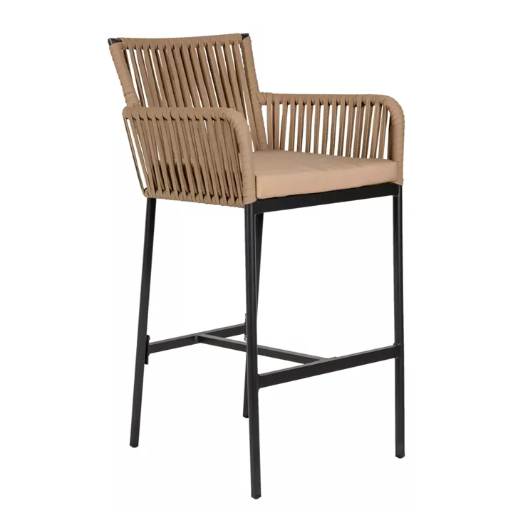 Σκαμπό ArteLibre KINTAMPO Μπεζ/Μαύρο Αλουμίνιο/Rattan 55x58x108cm