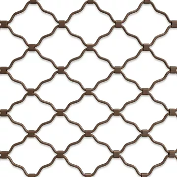 Καφέ γαλβανιζέ δικτυωτό ρολό ασφαλείας με μεγάλο μάτι 12x17 εκ., κατάλληλο για βιτρίνες, καταστήματα και επαγγελματικούς χώρους.