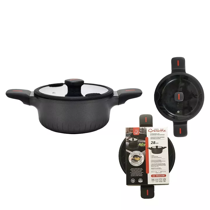 Κατσαρόλα Αλουμινίου Grenoble Επαγωγική Με Καπάκι Φ28cm