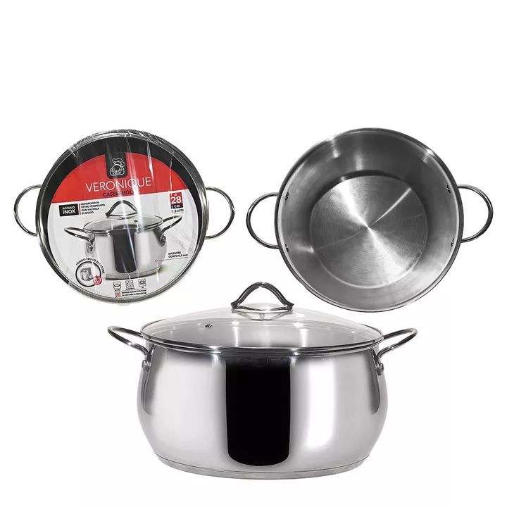Κατσαρόλα Veronique Επαγωγική Με Καπάκι Γυάλινο 28cm