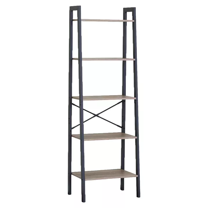 Ραφιέρα ArteLibre TARNOX Με 5 Ράφια Δρυς/Μαύρο MDF/Μέταλλο 56x37.8x172.2cm