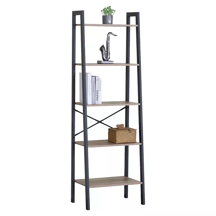 Ραφιέρα ArteLibre TARNOX Με 5 Ράφια Δρυς/Μαύρο MDF/Μέταλλο 56x37.8x172.2cm