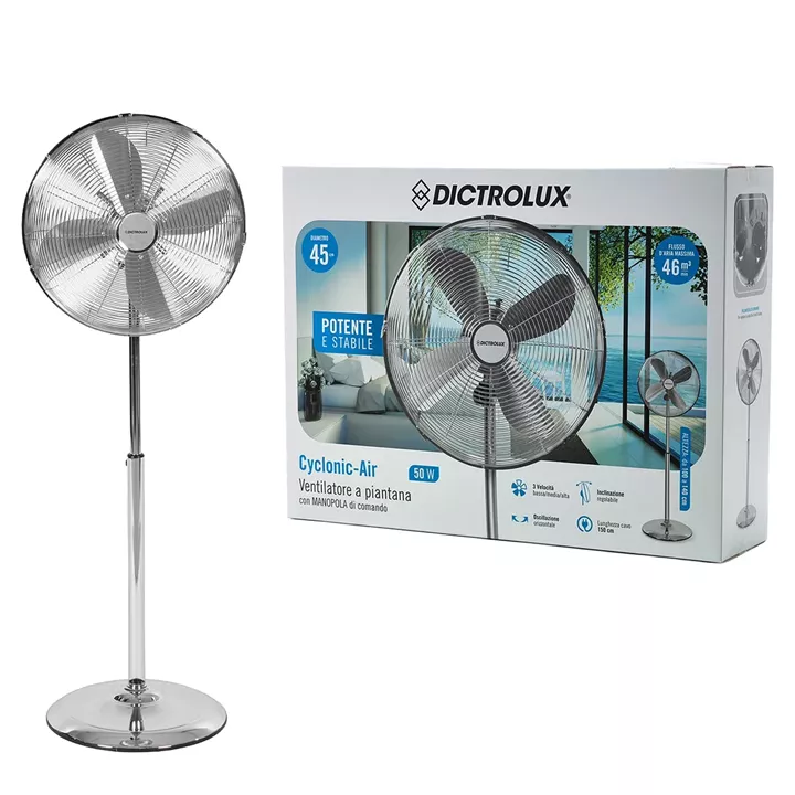 Ανεμιστήρας Ορθοστάτης Cyclonic-Air Χρωμέ Φ45cm 50W