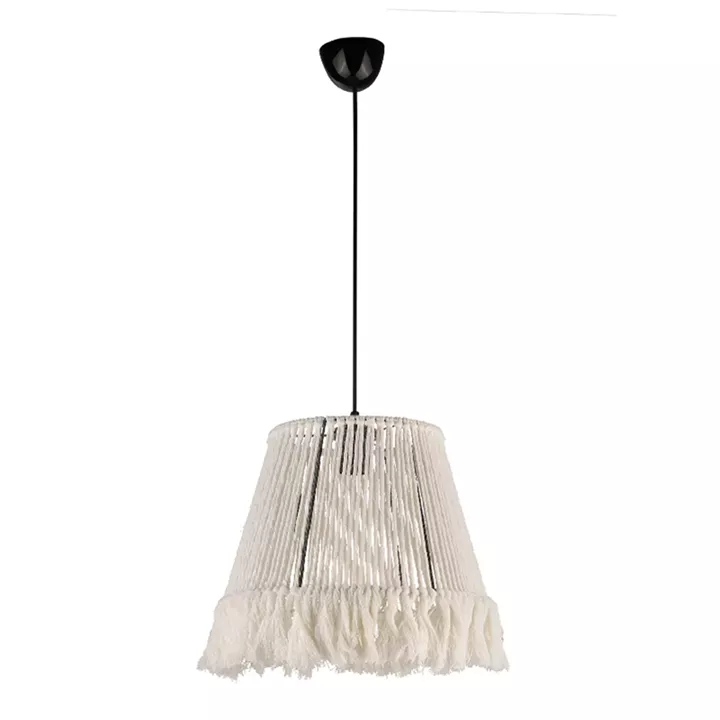 Φωτιστικό οροφής Braga Megapap E27 από σχοινί μονόφωτο χρώμα λευκό 30x30x75εκ.