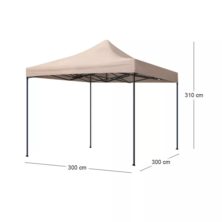 Κιόσκι - Gazebo Bari Megapap πτυσσόμενο μεταλλικός σκελετός - αδιάβροχο ύφασμα χρώμα της άμμου 3x3x3,10m.