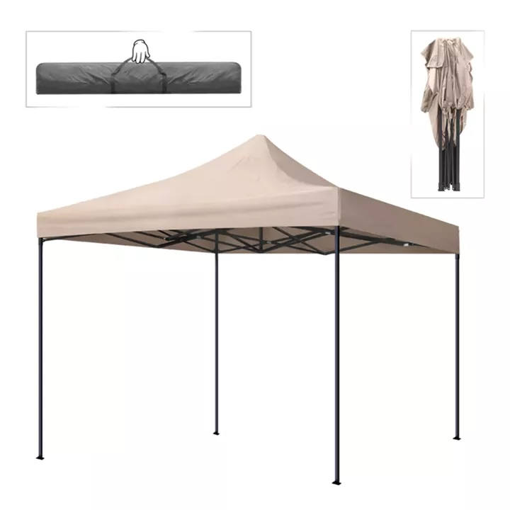 Κιόσκι - Gazebo Bari Megapap πτυσσόμενο μεταλλικός σκελετός - αδιάβροχο ύφασμα χρώμα της άμμου 3x3x3,10m.