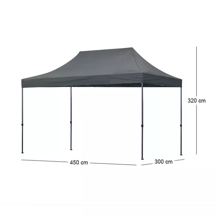 Κιόσκι - Gazebo Bari Megapap πτυσσόμενο μεταλλικός σκελετός - αδιάβροχο ύφασμα χρώμα γκρι 3x4,5x3,20m.