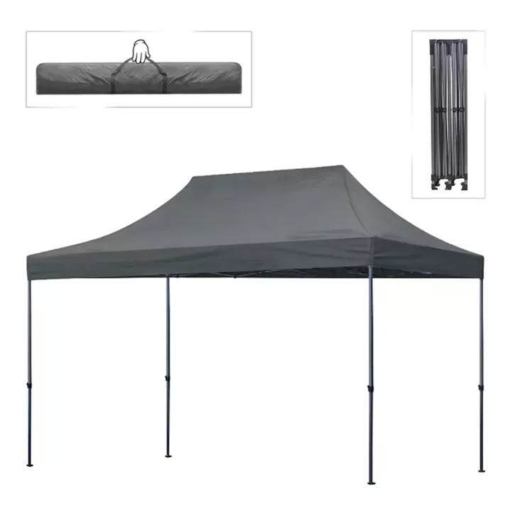 Κιόσκι - Gazebo Bari Megapap πτυσσόμενο μεταλλικός σκελετός - αδιάβροχο ύφασμα χρώμα γκρι 3x4,5x3,20m.