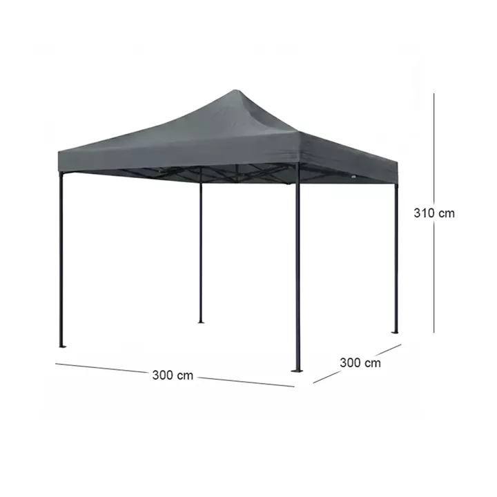 Κιόσκι - Gazebo Bari Megapap πτυσσόμενο μεταλλικός σκελετός - αδιάβροχο ύφασμα χρώμα γκρι 3x3x3,10m.