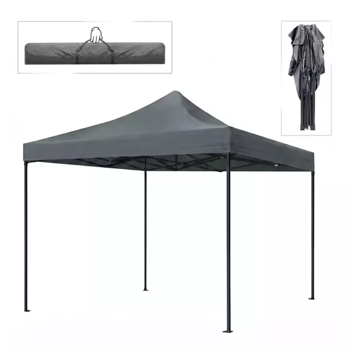 Κιόσκι - Gazebo Bari Megapap πτυσσόμενο μεταλλικός σκελετός - αδιάβροχο ύφασμα χρώμα γκρι 3x3x3,10m.