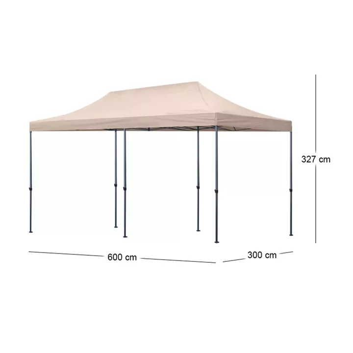 Κιόσκι - Gazebo Bari Megapap πτυσσόμενο μεταλλικός σκελετός - αδιάβροχο ύφασμα χρώμα της άμμου 3x6x3,27m.