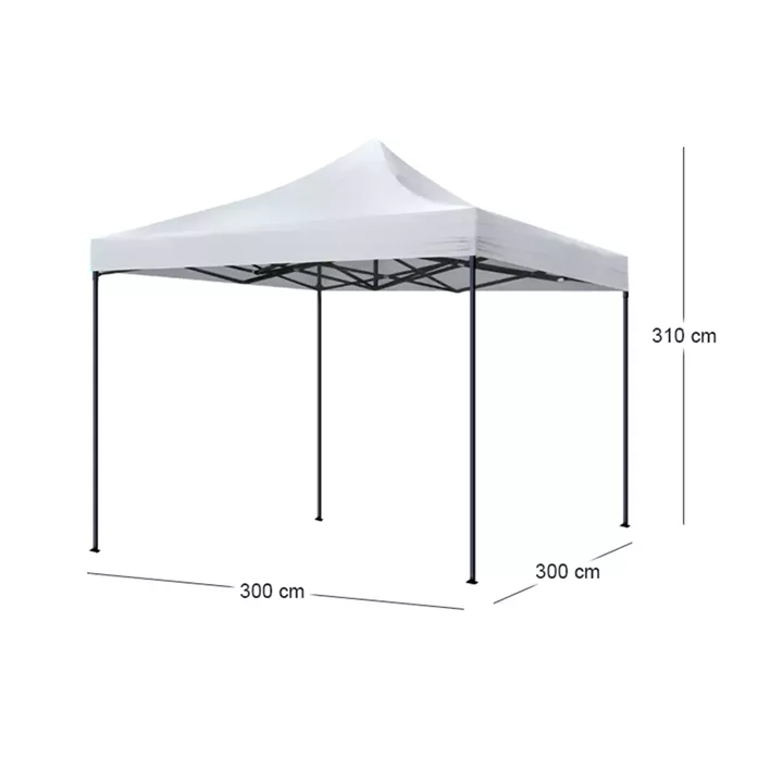 Κιόσκι - Gazebo Bari Megapap πτυσσόμενο μεταλλικός σκελετός - αδιάβροχο ύφασμα χρώμα λευκό 3x3x3,10m.