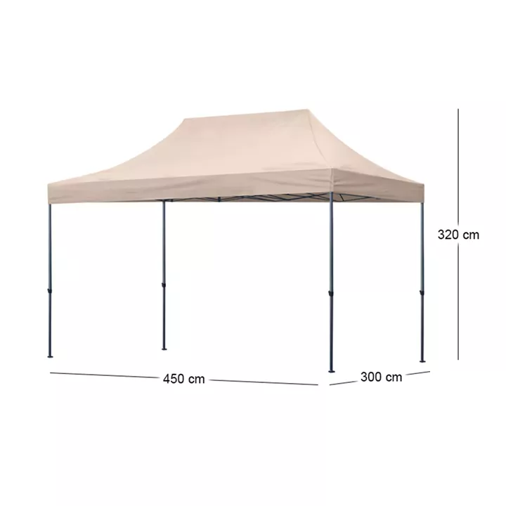 Κιόσκι - Gazebo Bari Megapap πτυσσόμενο μεταλλικός σκελετός - αδιάβροχο ύφασμα χρώμα της άμμου 3x4,5x3,20m.