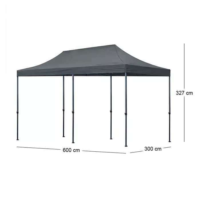 Κιόσκι - Gazebo Bari Megapap πτυσσόμενο μεταλλικός σκελετός - αδιάβροχο ύφασμα χρώμα γκρι 3x6x3,27m.
