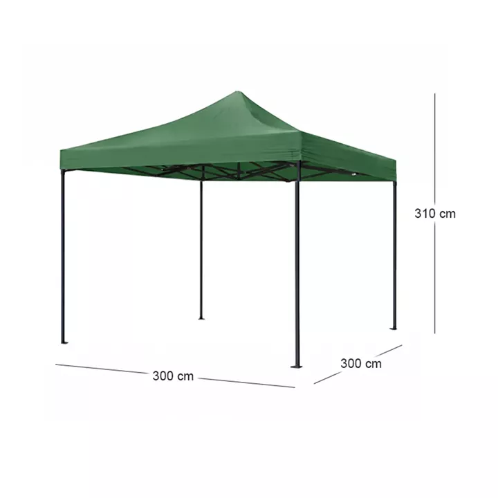 Κιόσκι - Gazebo Bari Megapap πτυσσόμενο μεταλλικός σκελετός - αδιάβροχο ύφασμα χρώμα πράσινο 3x3x3,10m.
