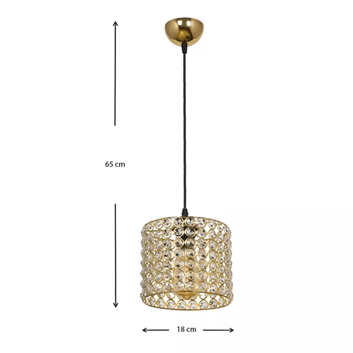 Φωτιστικό οροφής Deha Megapap E27 μεταλλικό - γυάλινο μονόφωτο χρώμα χρυσό 18x18x65εκ.