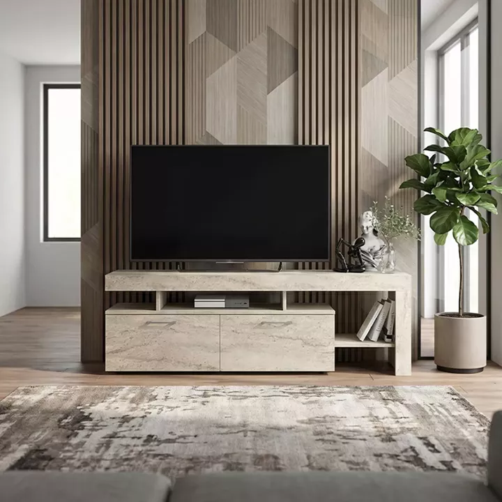 Έπιπλο τηλεόρασης Acnes Megapap χρώμα travertine 160x40x53εκ.