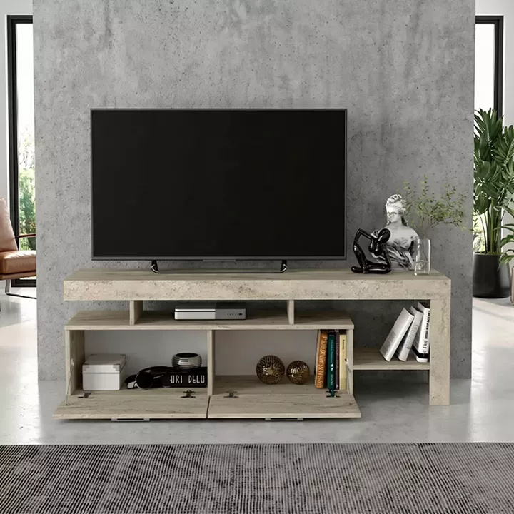 Έπιπλο τηλεόρασης Acnes Megapap χρώμα travertine 160x40x53εκ.