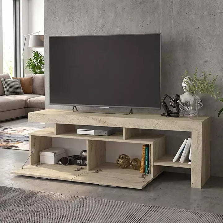 Έπιπλο τηλεόρασης Acnes Megapap χρώμα travertine 160x40x53εκ.
