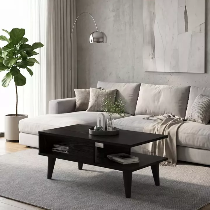 Τραπεζάκι σαλονιού Andros Megapap χρώμα sencron black 90x54x39,6εκ.