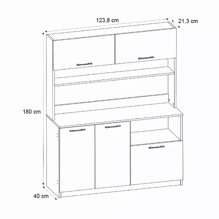 Έπιπλο κουζίνας Tuco 3 Megapap χρώμα sapphire oak 123,8x40x180εκ.