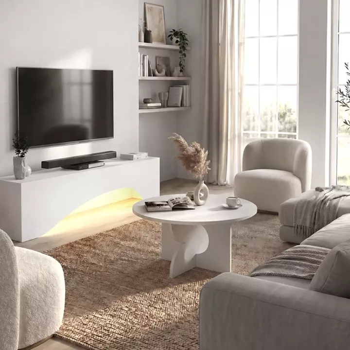 Τραπεζάκι σαλονιού Mara Megapap χρώμα λευκό Ø75x36,8εκ.